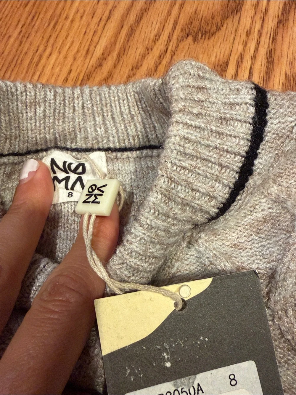 Kids Knit Crew & Scoop Neck Matching Set in Light Gray with Black Trim